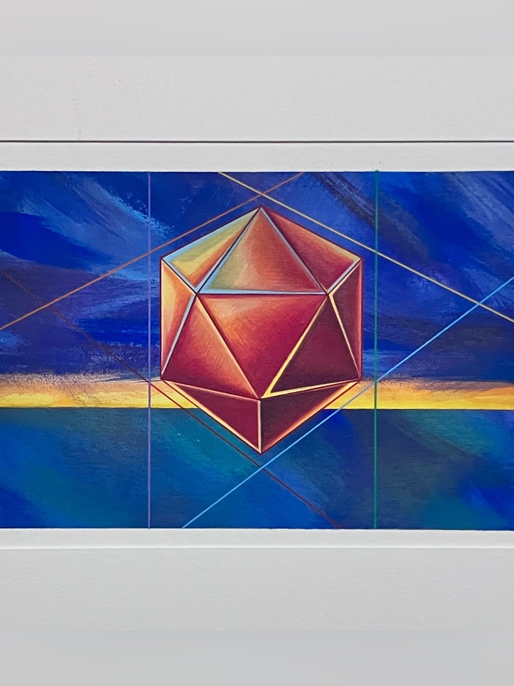 MARK BUSACCA Mixed Media ICOSAHEDRON / San Francisco Artist / 4x6 on 16x20 Paper